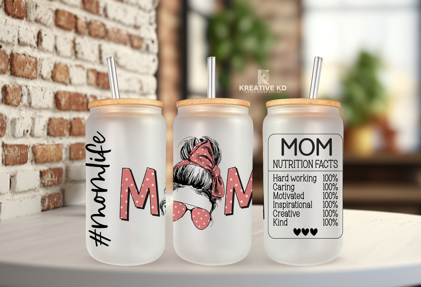 UV DTF "Mom Life" for 16oz Libby cups